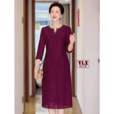 批发轻奢高级感喜婆婆婚宴装2026新款蕾丝高端品牌妈妈<b class='q'>礼服</b>晚装连衣裙