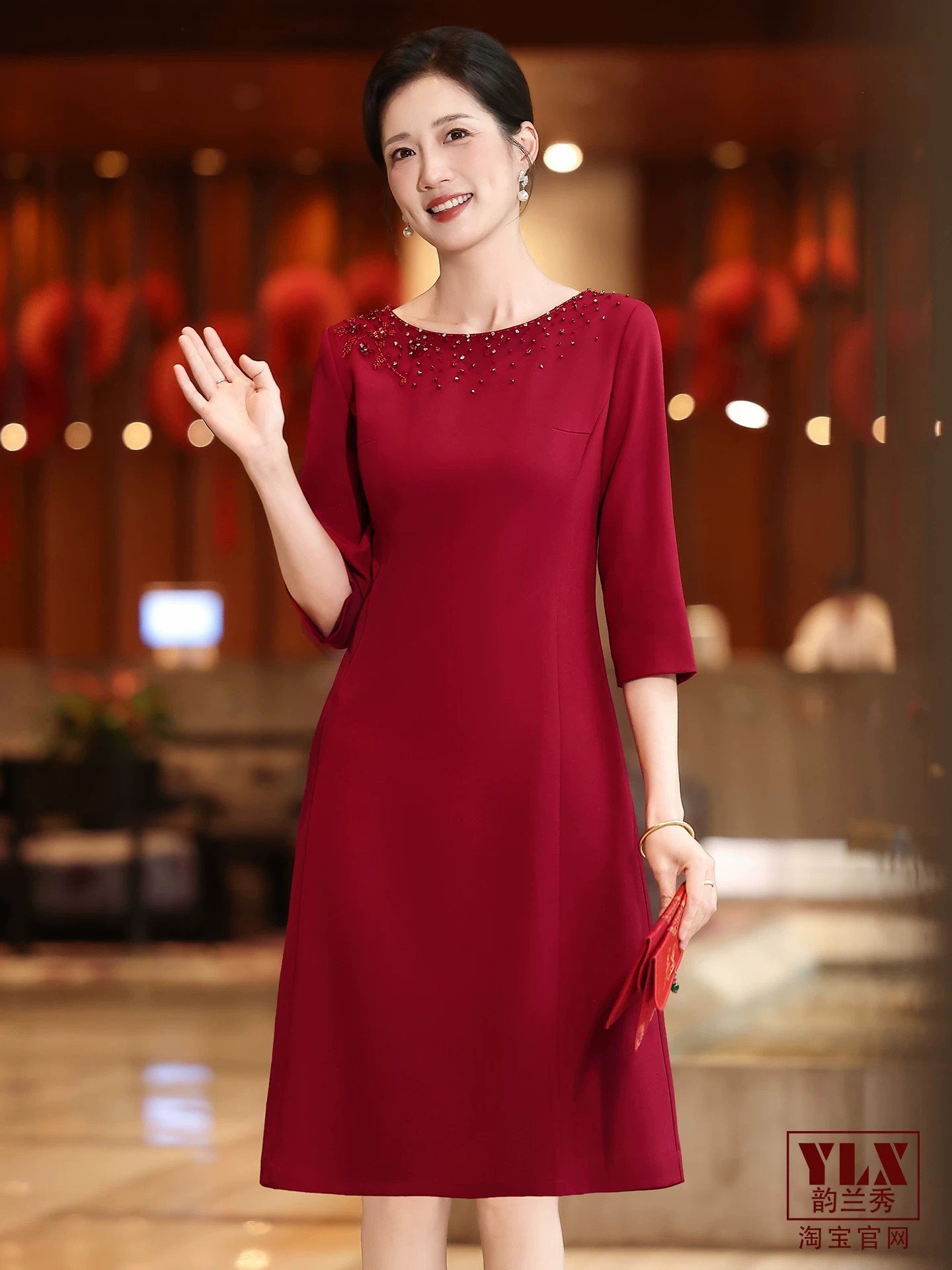 RY7758# 儿子结婚妈妈礼服轻奢高级感2026新款喜婆婆婚宴装高贵年轻...
