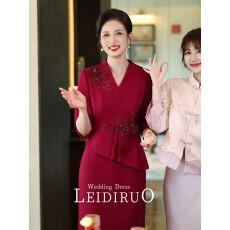 批发婚宴喜妈妈礼服高贵年轻版婆婆装红2026年新款秋