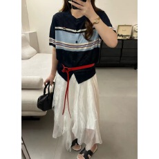 批发高品质亚麻2026早春新款韩版宽松显瘦圆领短袖<b class='q'>针织</b>开衫女毛衣上衣