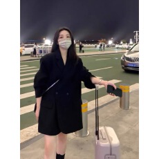批发oversize黑色西装外套女高级感2023春秋新款韩版<b class='q'>休闲</b>宽松廓形<b class='q'>西服</b>
