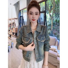 批发欧货设计感破边流苏工艺钻扣<b class='q'>牛仔</b>外套女2025春秋新款复古夹克<b class='q'>上衣</b>