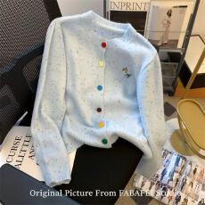批发<b class='q'>糖果</b><b class='q'>色</b>小马刺绣毛衣外套女秋季慵懒风马海毛上衣软糯彩点针织<b class='q'>开衫</b>