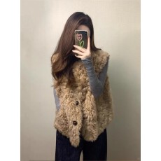 批发韩系羊羔毛<b class='q'>马甲女</b>2025秋冬新款外搭独特超好看小个子短款无袖上衣