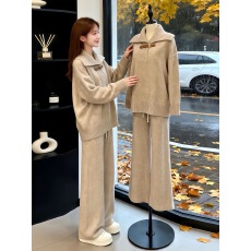 批发巨好看的秋冬<b class='q'>装</b>一整套时尚减龄休闲运动针织毛衣阔腿裤<b class='q'>两件套</b><b class='q'>装</b><b class='q'>女</b>