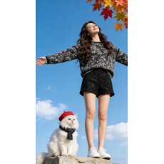 批发复古美式水墨画羊驼绒<b class='q'>毛衣</b>女25冬季宽松圆领套头针织上衣套装