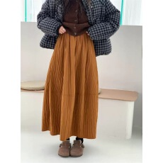 批发肌理感立体花苞<b class='q'>裙</b>氛围显瘦高腰百搭绗线中长半身<b class='q'>裙</b>秋冬