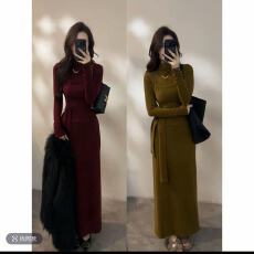 批发大婷婷时尚显瘦长袖吊带假两件复古小众气质百搭连衣<b class='q'>裙</b>