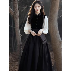 批发法式高级感小香风高端精致丝绒约会内搭连衣<b class='q'>裙</b>赫本小黑<b class='q'>裙</b>2026春款