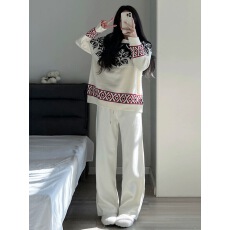 批发深冬装搭配一整套女2025新款小香风今年流行费尔岛<b class='q'>毛衣</b>套装慵懒风