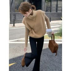 批发韩系超好看叠穿针织<b class='q'>马甲</b>背心<b class='q'>女款</b>2025冬外穿毛茸茸卡其色<b class='q'>马夹</b>上衣