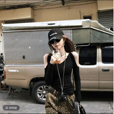 批发婉君纸片人早春莱赛尔心机显瘦面膜T+时髦复古豹纹休闲五分<b class='q'>裤</b>