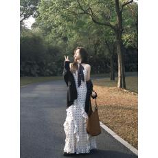 批发波点连衣<b class='q'>裙</b>女春夏显瘦通勤高级感+黑色西装