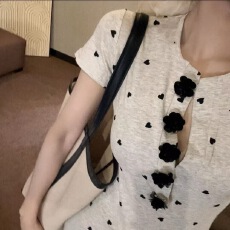 批发OS&oneshow2025夏季新款爱心波点连衣<b class='q'>裙</b>气质夏日设计感修身长<b class='q'>裙</b>