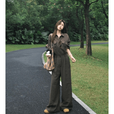 批发老钱风复古polo领工装<b class='q'>连体</b>衣女2026春季爆款时尚<b class='q'>连体</b><b class='q'>裤</b>