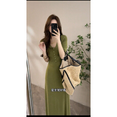 批发度假休闲收腰显瘦中袖春夏新款修身气质长<b class='q'>裙</b><b class='q'>连衣裙</b>