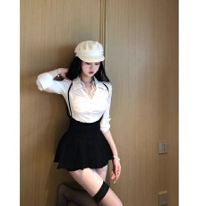 批发控场质感春夏小性感纯欲风学院风衬衫短<b class='q'>裙</b>修身显瘦套装女