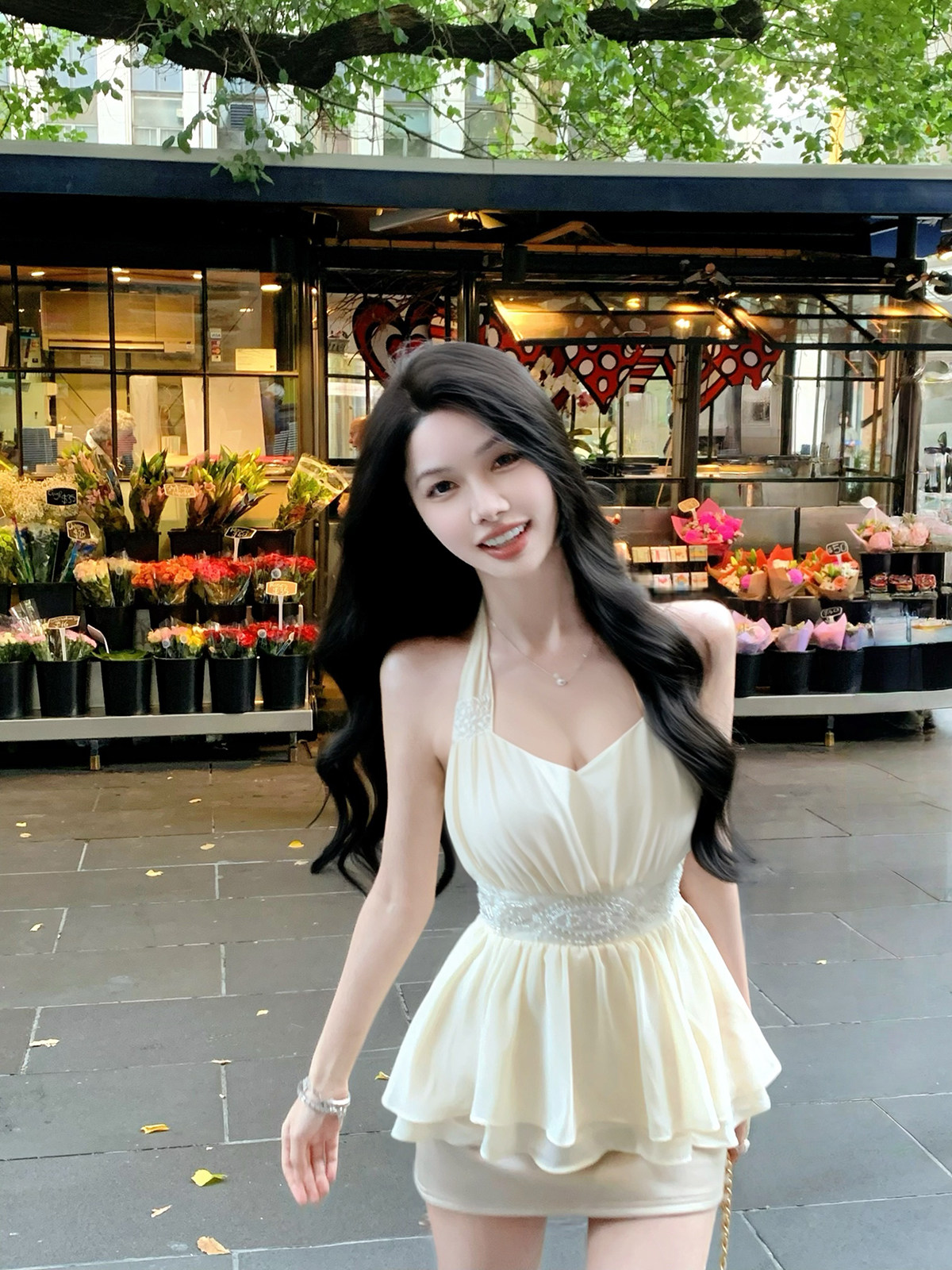 justqin 3 10 일 켜기 새로운 남자 하얀 배 2026 새로운 봄 드레스 허리 수축 섹시함 시폰 셔츠 여성