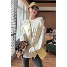 批发韩系时尚洋气圆领长袖<b class='q'>T</b><b class='q'>恤</b>女早春中<b class='q'>长款</b>宽松百搭遮屁股打底衫上衣