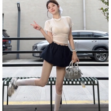 批发夏季学院风套装蕾丝边圆领<b class='q'>打底衫</b>花苞裙假两件松紧腰半身裙