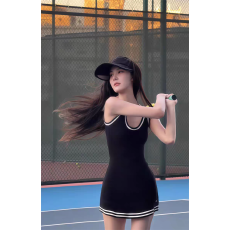 批发夏季新款休闲<b class='q'>运动</b>针织修身显瘦简约百搭无袖<b class='q'>连衣裙</b>背心裙女