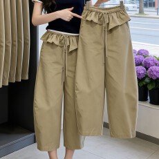 批发罗芬面料故事旗舰店女<b class='q'>装</b>夏季气质撞色透气<b class='q'>T</b><b class='q'>恤</b>搭荷叶边弯刀工<b class='q'>装</b><b class='q'>裤</b>