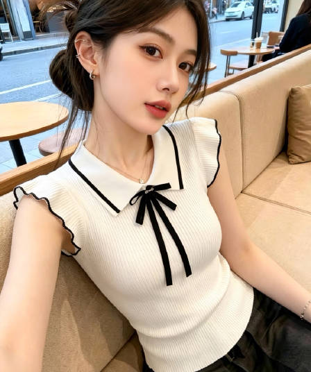 달콤함 Feifei 소매 니트 맨위