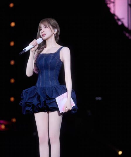 왕 심장 링 같은 단락 데님 퍼프 스커트 단 닝 데님 꽃밭 허리 수축 드레스