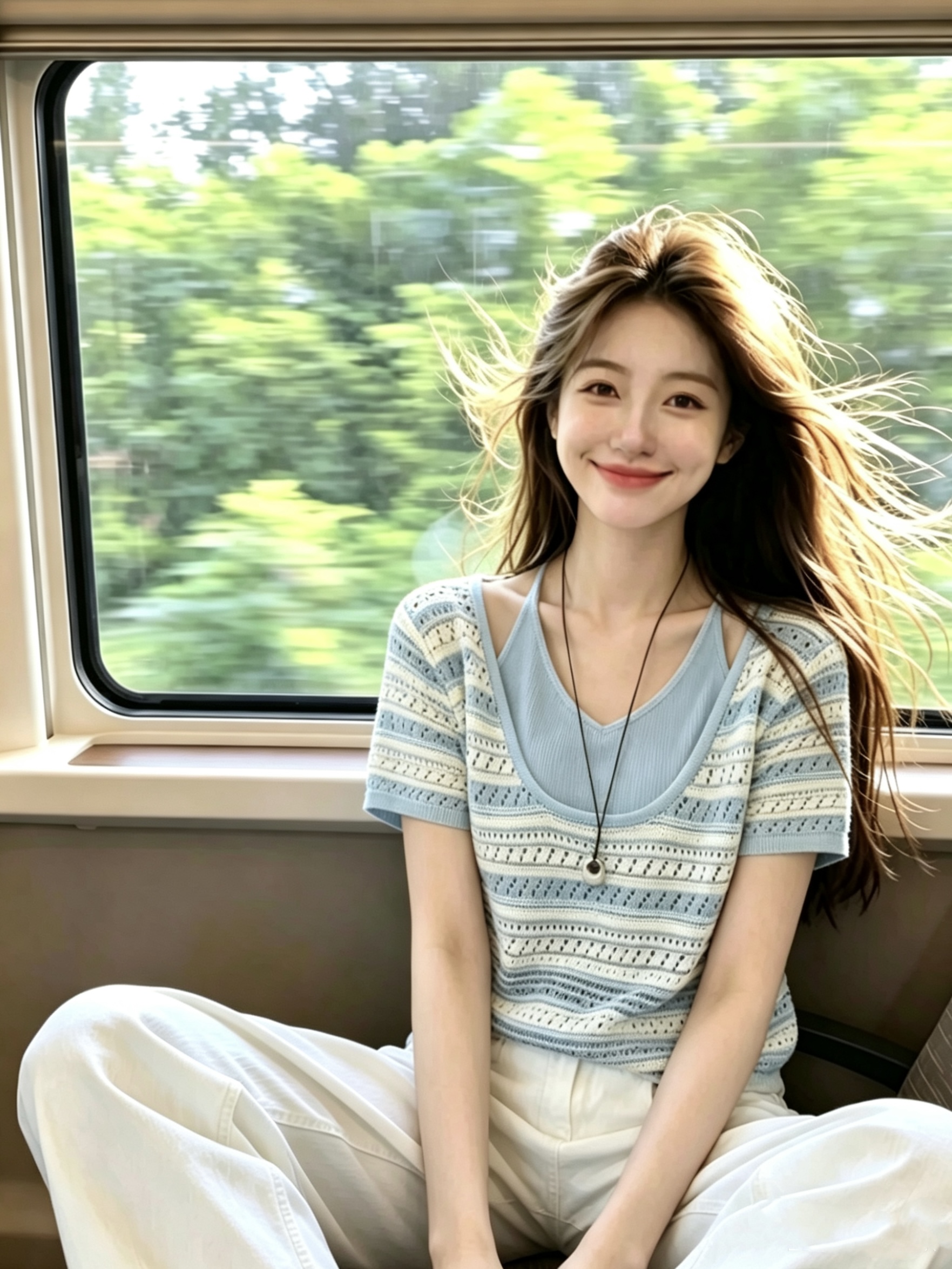 여름 품격 홀로우 아웃 반팔 맨위 부드러운 바람 배색 페이크 레이어드 슬립 니트 스웨터 여성