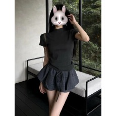 批发韩系巨好看穿搭一整套装2026新款夏季灰色格子半身短<b class='q'>裙</b>连衣<b class='q'>裙</b>子女