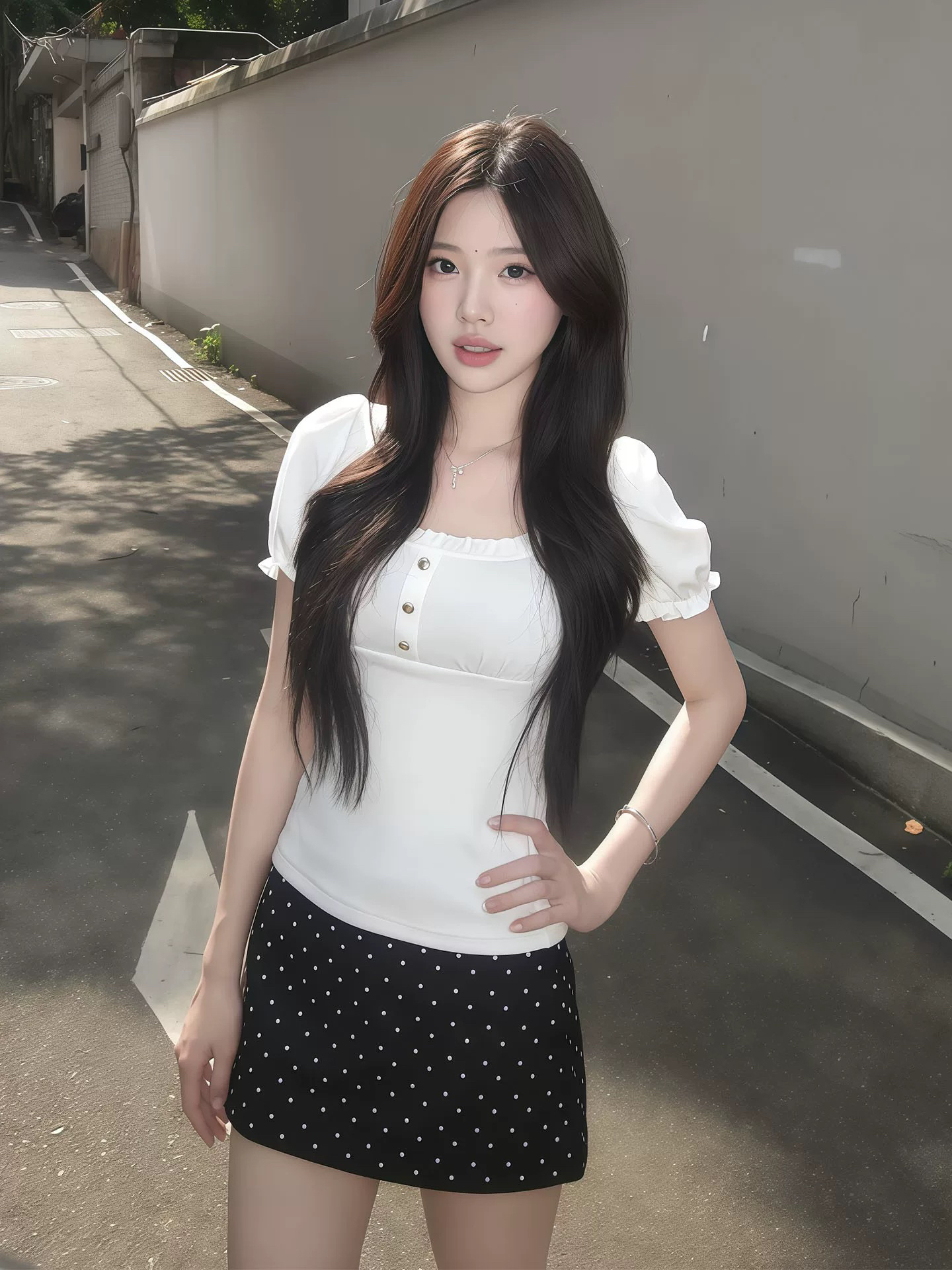 순수한 욕망 핫걸 바람 광장 칼라 거품 소매 티셔츠 여성 여름 착용 가져 가라. 고급 센스 몸매 가꾸기 슬림해 보이는 패션 투피스 슈트