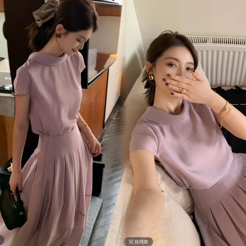 여름 새로운 한 부서 작은 셔츠 반 스커트 패션 세트