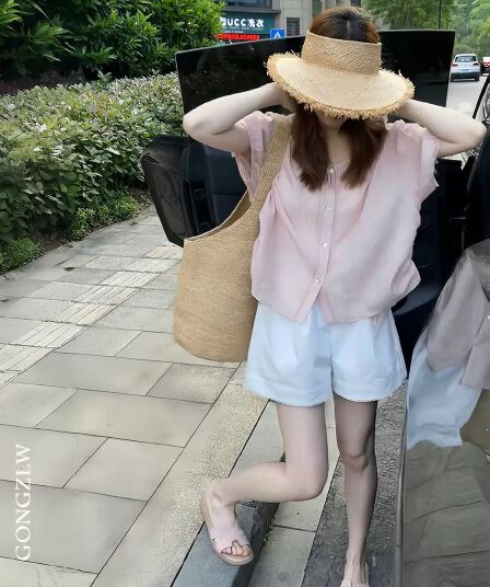 세트 여성 여름 디자인 센스 패션 펌프 로프 여성 셔츠 품격 슬림해 보이는 레이스 캐주얼 반바지 투피스 세트