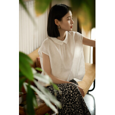 批发两面穿翻翻乐减龄<b class='q'>娃娃领</b>前后双穿亚麻无袖小上衣女夏