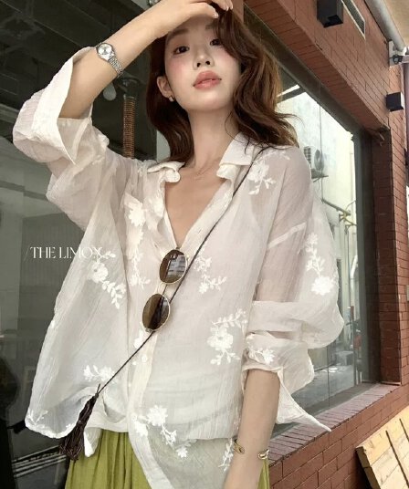슈퍼 폭발 프랑스식 자수 휴식 센스 자카드 주간 실크 셔츠