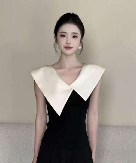 2026 새로운 라이 경기 서울 주간 실크 패치워크 색상 V넥 티셔츠 여성 기본 셔츠 맨위