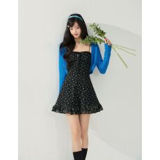 批发夏季新款吊带碎花无袖<b class='q'>连衣裙</b>针织开衫小衫披肩两件套套装