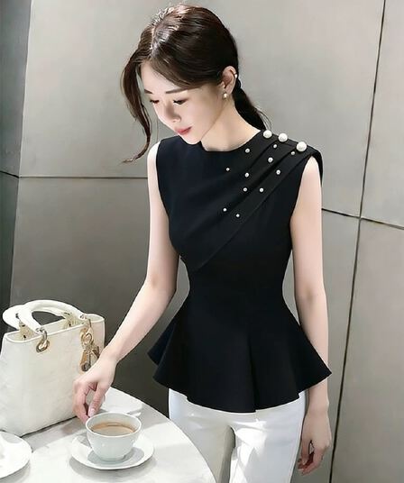 프랑스식 사소한 아름다운 검정색 민소매 여성 셔츠 2026 새로운 디자인 센스 자이언트 잘 생긴 Chic 매우 요정 ~ 중 맨위