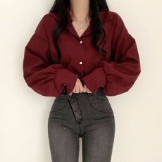 批发韩国chic泡泡袖<b class='q'>气质</b>V领职业白衬衫设计感大码内搭打底衬衣