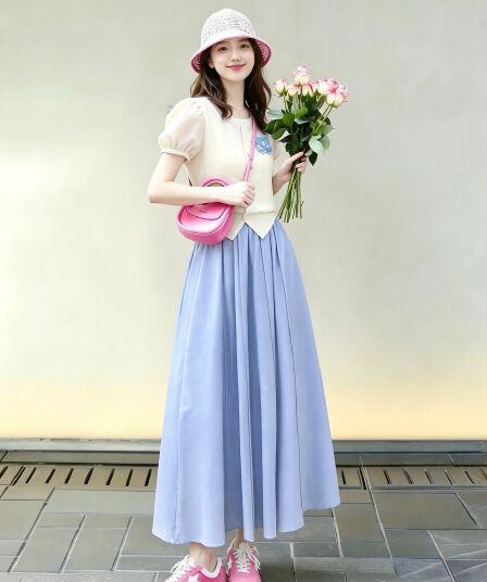 2026 여름 드레스 연령 감소 ootd 착용 가져 가라. 전체 집합 검정색 3 차원 꽃 니트 오픈 가디건 반신 스커트 투피스 슈트