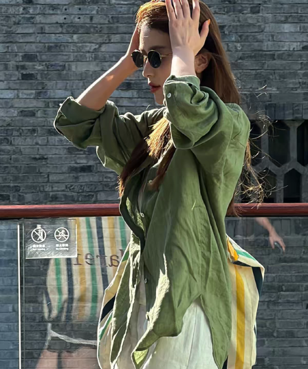 여성 셔츠 여름 새로운 프랑스식 오래된 돈 바람 루즈핏 슬림해 보이는 캐주얼 품격 출퇴근 긴팔 맨위