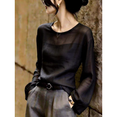 批发超显白黑色上衣修身显瘦洋气通勤减龄女装2026<b class='q'>夏</b>季新款百搭老钱风