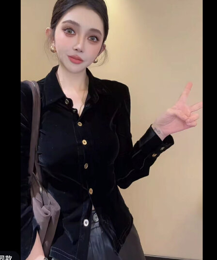 2026 새로운 패션 품격 슬림해 보이는 다용도 스탠드 칼라 벨벳 셔츠 긴팔 맨위