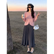 批发秋冬一整套秋季氛围感穿搭韩系早秋漂亮小套装温柔风甜美连衣<b class='q'>裙</b>子