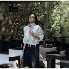 2026秋季新款巴黎折痕秋棉简约翻领套头长袖衬衫+裤子