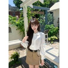 批发2026早秋新韩系甜美娃娃领长袖衬衫女学院辣妹<b class='q'>包臀</b>a字<b class='q'>半身</b>裙套装
