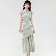 批发新中式连衣裙女2026初夏提花气质年轻款独特漂亮掐腰穿搭国风裙子