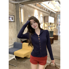 批发实拍实价 新款秋冬复古翻领长袖<b class='q'>针织衫</b>女洋气修身显瘦打底衫上衣