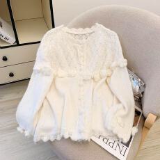 批发实拍超好看立体花朵针织<b class='q'>开衫</b>秋冬季新款大码胖mm中长款毛衣外套