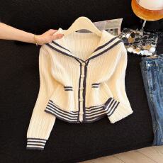 批发实拍自留款~2025新款羊毛针织女显瘦海军领百搭小个子上衣chic潮